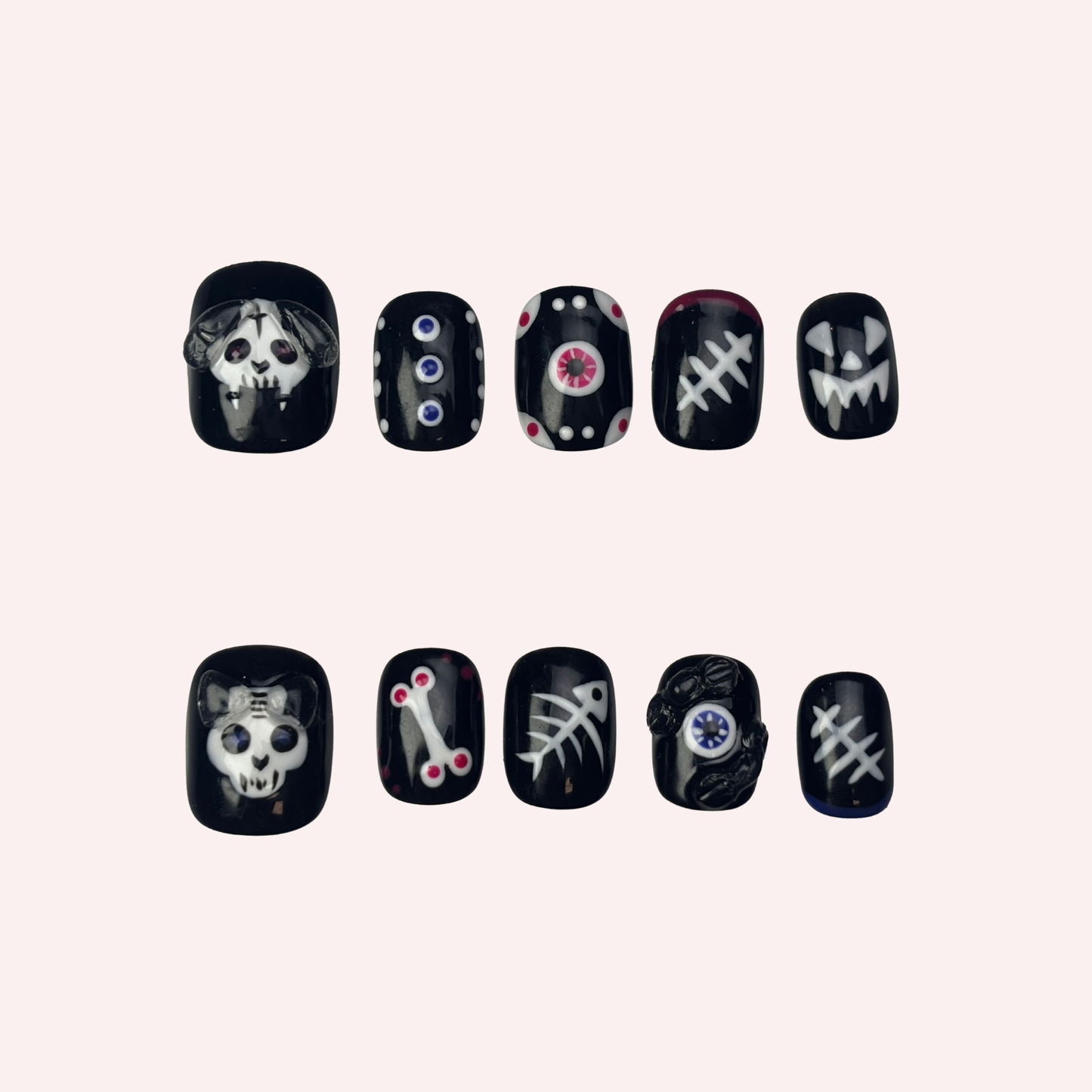 Halloween Skull Black Press-On Nail